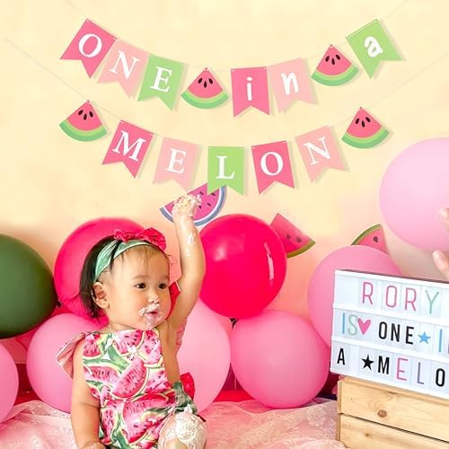 One in a Melon Birthday Banner - Watermelon Party Decoration