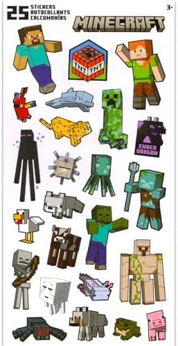 Minecraft Party Favors Bundle 12 Pack Sticker Sheets for Kids