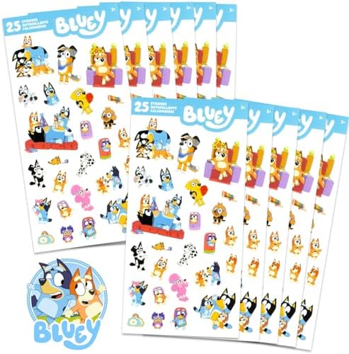 Bluey Party Favors 12 Pack Sticker Sheets for Kids