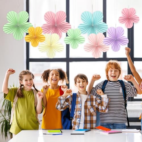 COCHIE Pastel Paper Fan Flowers Classroom Decorations Set