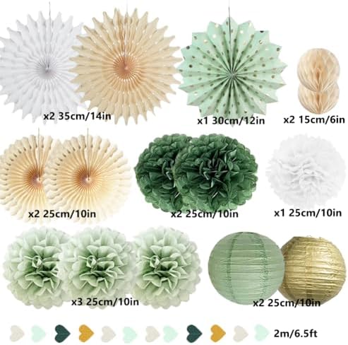 Sage Green Gold Party Decorations Kit