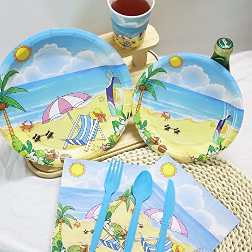 Beach Themed Party Plates and Napkins Set for 25 Guests
