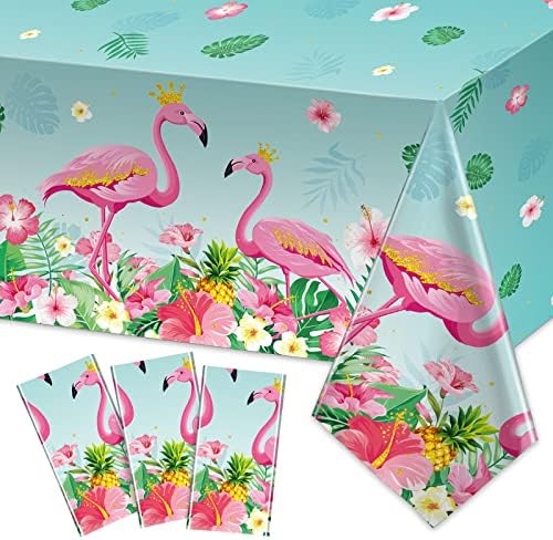 Mixweer 3 Piece Flamingo Tablecloths for Tropical Party