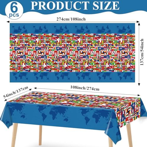 6 Pieces International Flag Table Cover for Parties