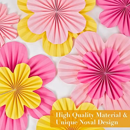 Pink Yellow Hanging Paper Flower Fans Decor Set