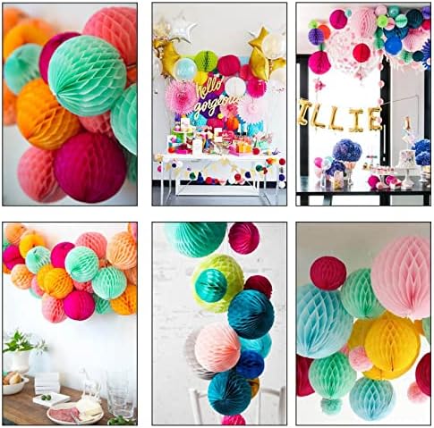 ZOOYOO 12Pcs Rainbow Honeycomb Ball Decorations