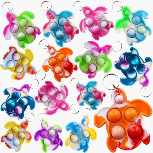 100 Pack Bulk Turtles Animal Pop Keychain Fidget Toy