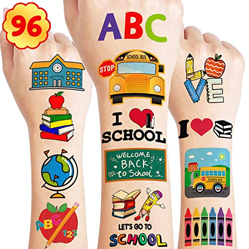 Welcome Back To School Temporary Tattoos 96 PCS Stickers