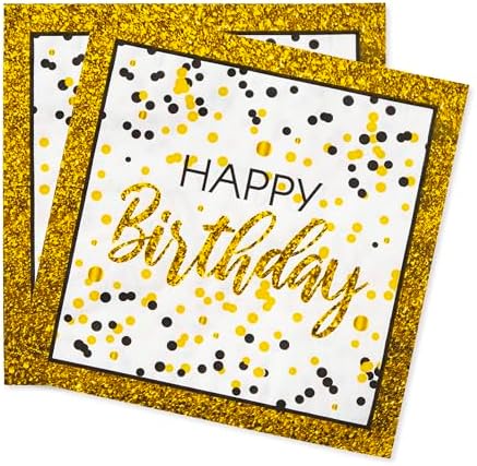 Royal Bluebonnet Black and Gold Birthday Plates Set of 24