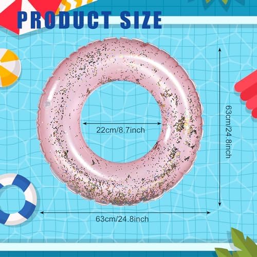 Whaline 4Pcs Glitter Rose Gold Swim Rings