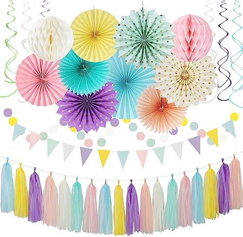 Pastel Rainbow Party Decorations 33pcs Kit