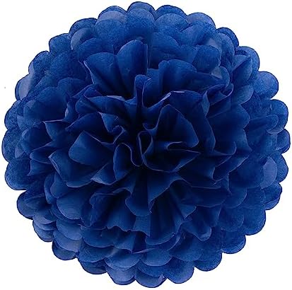 MISU 10 Inch Orange Navy Blue Tissue Paper Pom Poms