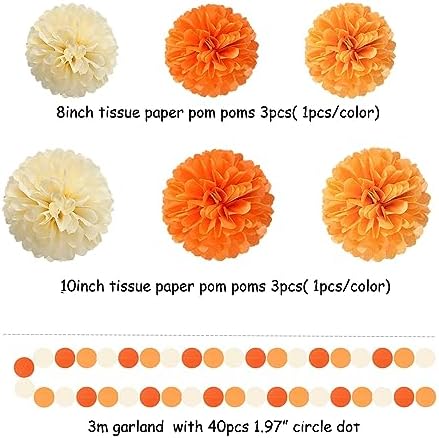 Orange Beige Fall Tissue Pom Poms Streamers Set