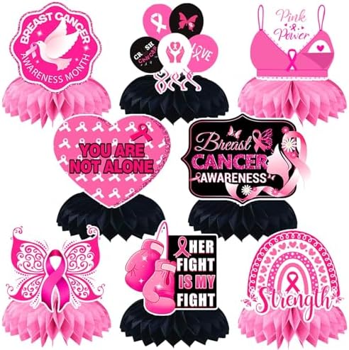 JULMELON Breast Cancer Awareness Honeycomb Centerpieces 8PCS
