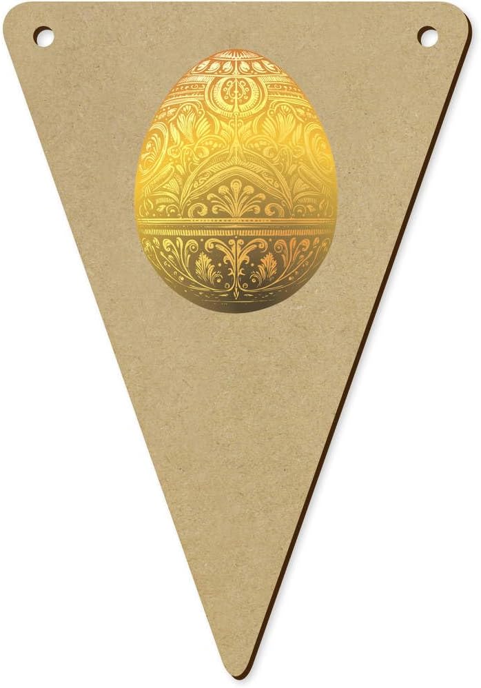 5 Pack Ornate Golden Egg Wooden Bunting Flags