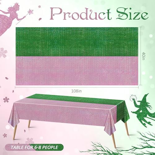 2 Pack Green Pale Pink Holographic Tablecloth 40x108