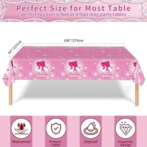 Pink Princess Party Plates Set for 25 Guests