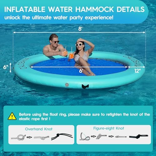 CALOBANA Round Floating Ring Inflatable Water Hammock for Adults