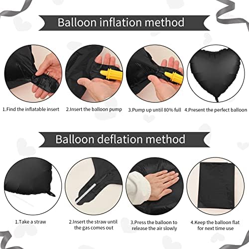 Black Foil Heart Balloons - 10x18 Inch for Valentines Day Wedding Birthday