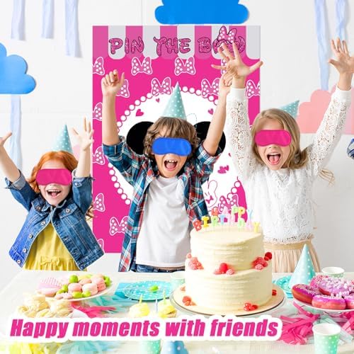 Pink Mouse Birthday Party Game Set with 24 Reusable Stickers
