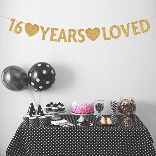Gold Glitter 16th Birthday Banner Decorations