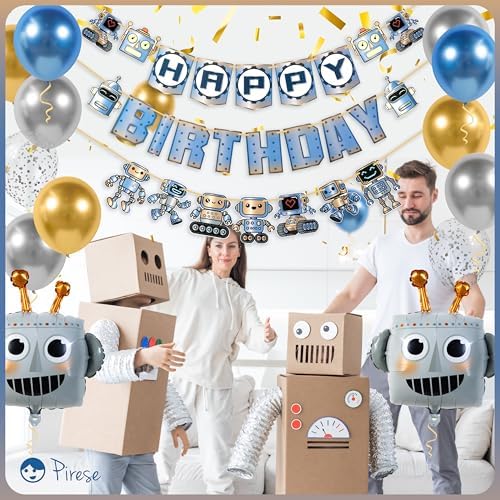Pirese Robot Birthday Decor Banner