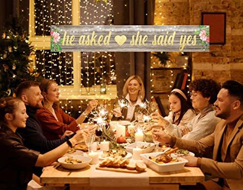 Joyiou He Asked She Said Yes Backdrop Banner for Wedding Engagement Party