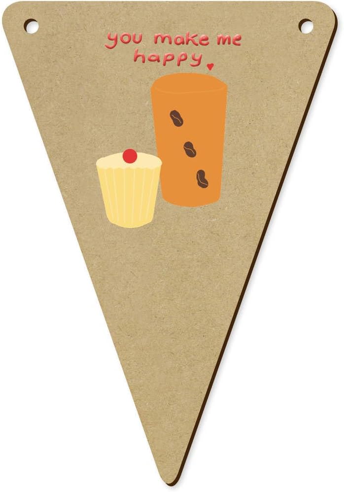 5 x 140mm You Make Me Happy Wooden Bunting Flags