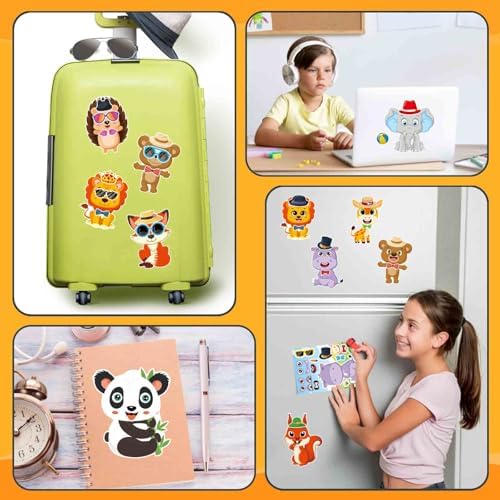 24 Sheet Face Stickers with 12 Animal Designs for Kids