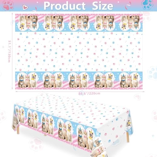 4 Pcs Cat Themed Tablecloth Set for Parties