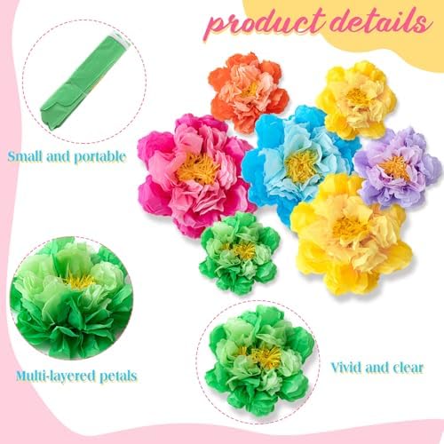 MotiMind 12 Pcs Tissue Paper Flowers for Party Decorations