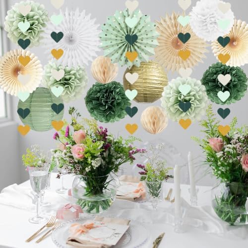 Sage Green Gold Party Decorations Kit