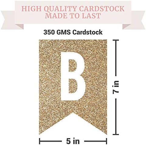 Pre-Strung Gold Glitter Happy Birthday Banner