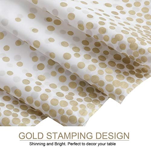 Gexolenu 4 Pack White Gold Dot Tablecloth for Rectangle Tables