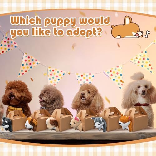 Fainne 12 Pcs Dog Party Favor Boxes with Plush Set