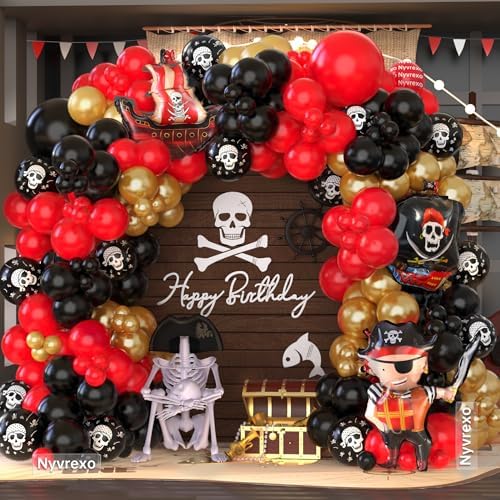 Pirate Birthday Decorations 142Pcs Balloon Kit with Arch and Garland