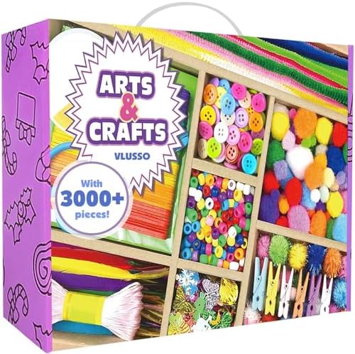 VLUSSO 3000Pcs Arts and Crafts Kit for Kids Ages 4-12