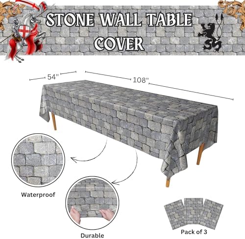 Stone Wall Table Covers Pack of 3 - Medieval Party Decor