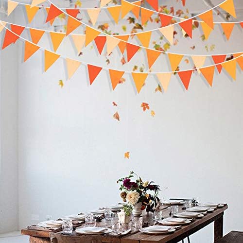 10M Orange Triangle Flag Bunting Garland for Fall Decor