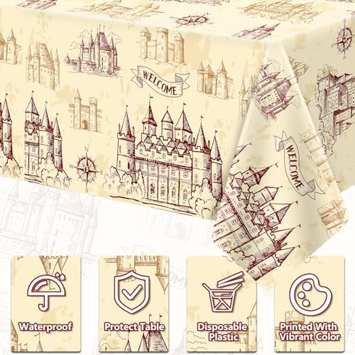 4Pcs Wizard Themed Tablecloth for Birthday Halloween Decor