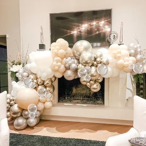 Pearl White Gold Balloons for Wedding and Parties