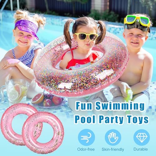 Whaline 4Pcs Glitter Rose Gold Swim Rings