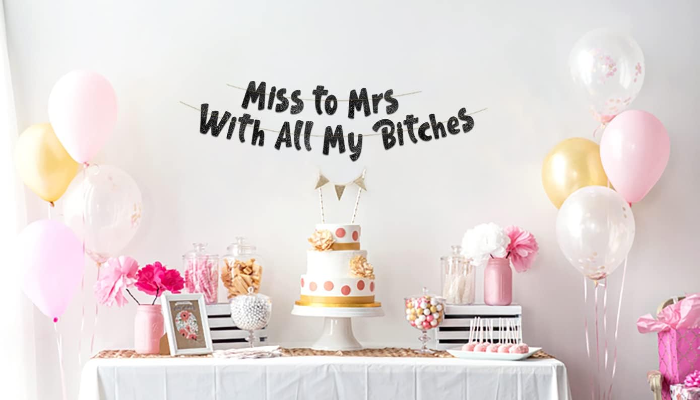 Classy Sassy Bachelorette Black Glitter Banner