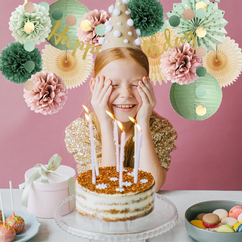 Sage Green and Dusty Pink Birthday Decor Kit