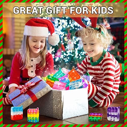 128 Pcs Pop Fidget Keychain Pack for Kids Adults