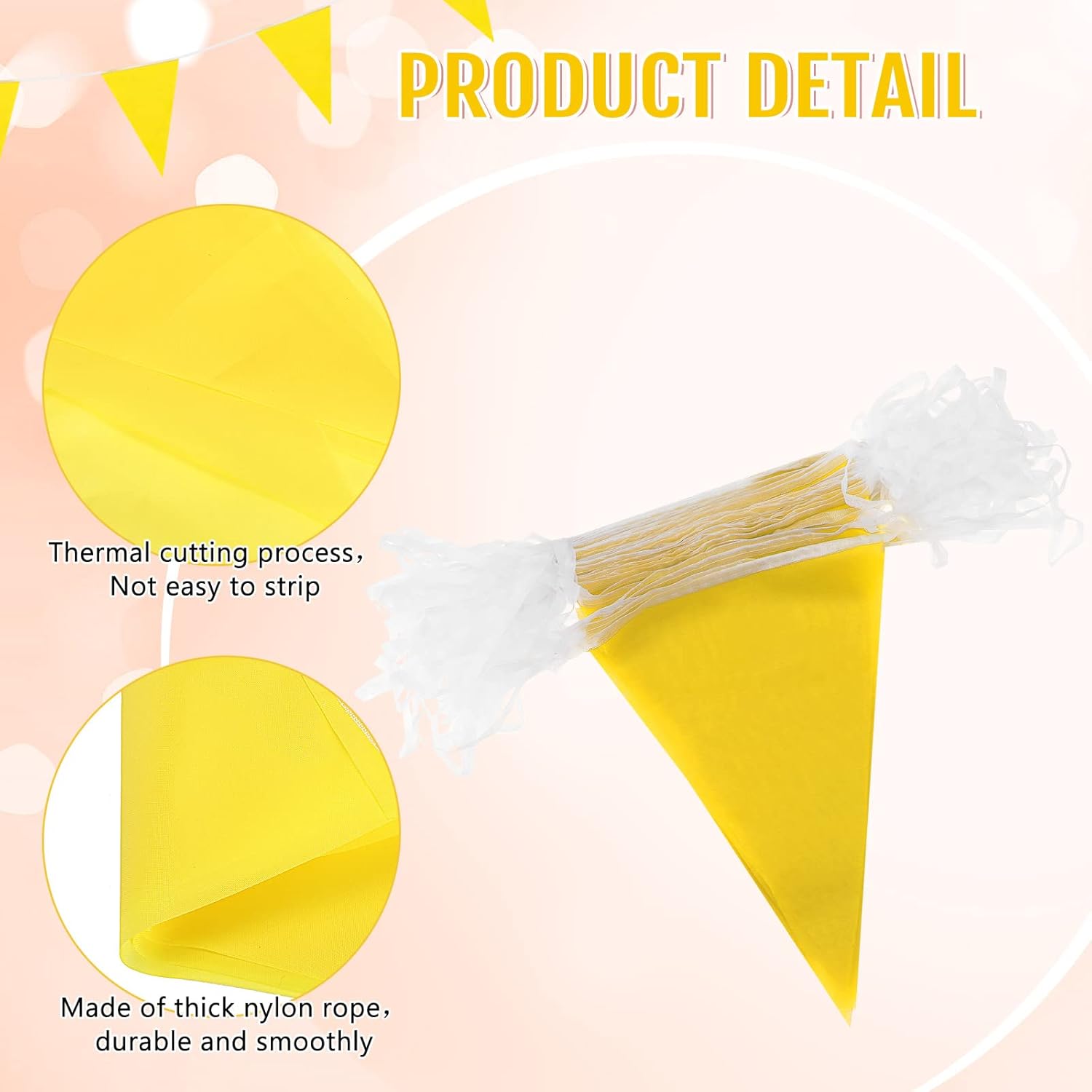 Tatuo 200 Feet Yellow Bunting Flags Party Decorations