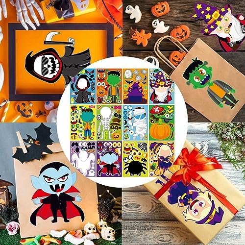48 PCS Halloween Make-a-Face Stickers for Kids