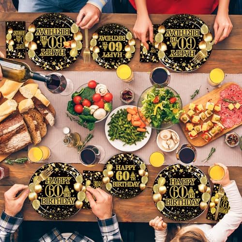 200Pcs 60th Birthday Tableware Set for 50 Guests