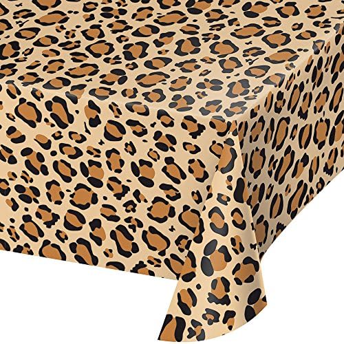 Creative Converting TABLECOVER PL 54x108 Leopard Animal Print Plastic Tablecloth