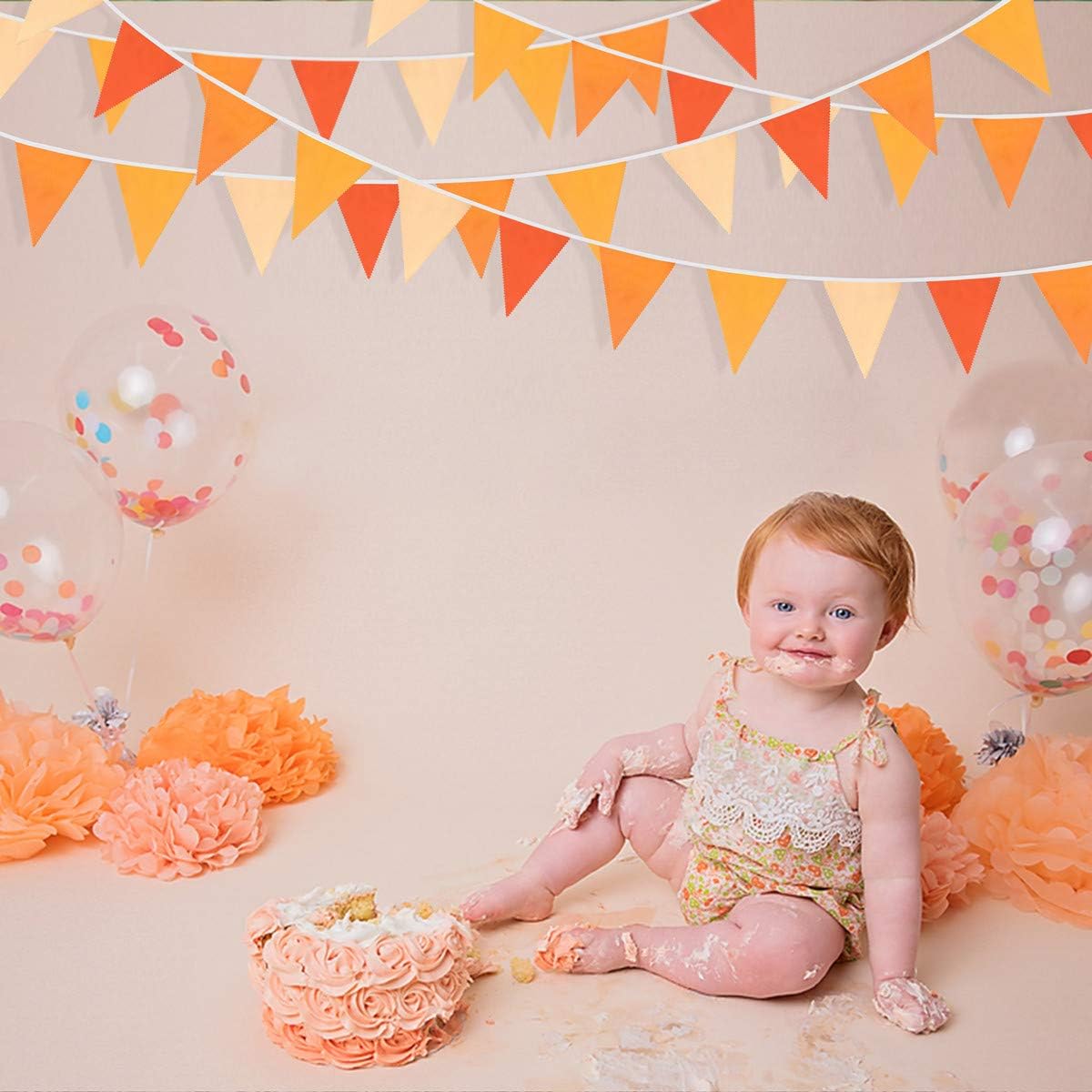 10M Orange Triangle Flag Bunting Garland for Fall Decor